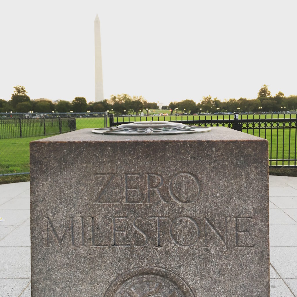 Zero Milestone with Washington Monument in the background