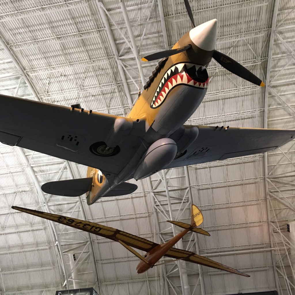 Curtiss P-40E Kittyhawk on display at the National Air and Space Museum, Steven F. Udvar-Hazy Center