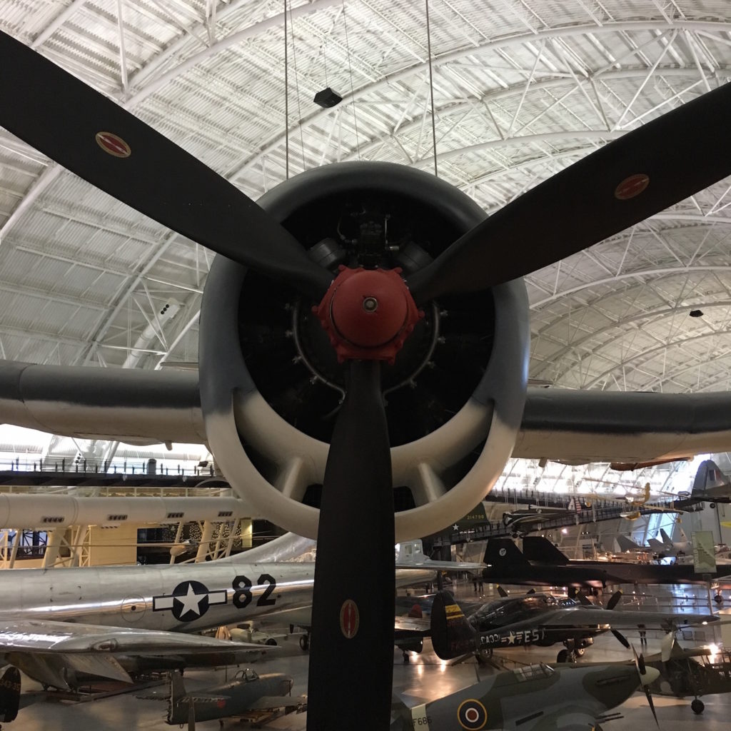 Grumman F6F-3 Hellcat on display at the National Air and Space Museum, Steven F. Udvar-Hazy Center