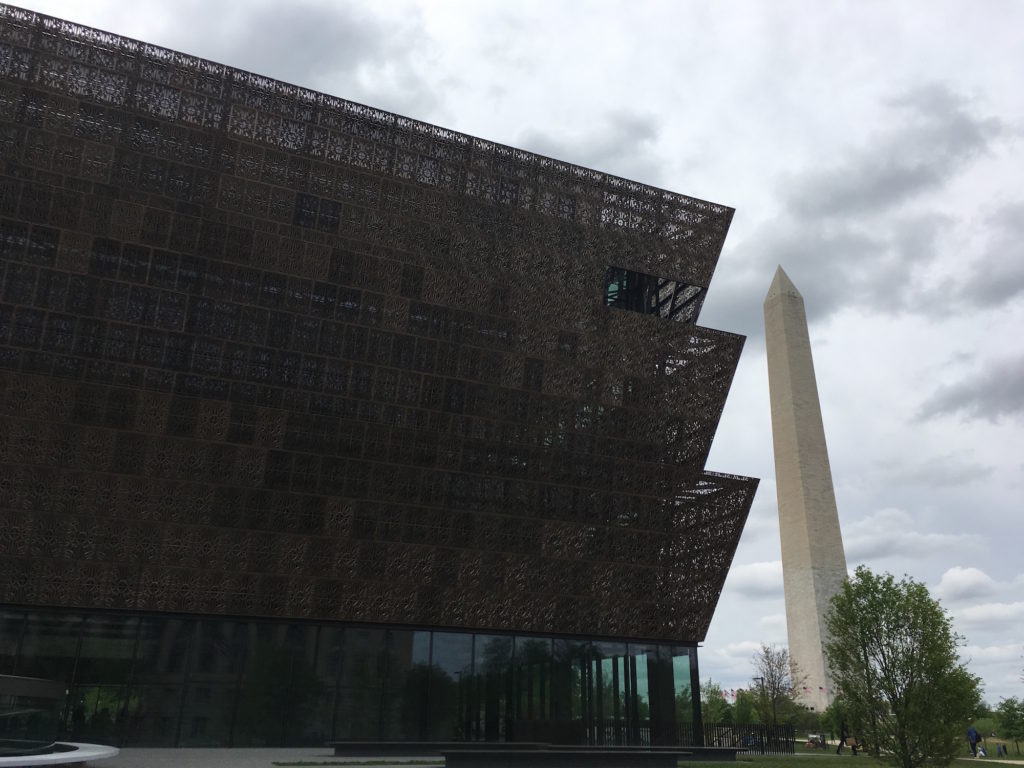 Museum of African American History and Culture - Exterior with Washington Monument