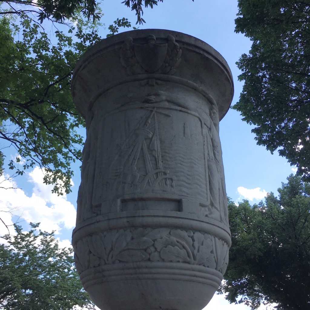 Cuban-American Friendship Urn - engraving of USS Maine on back