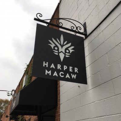Harper Macaw Chocolate Factory - Entry sign