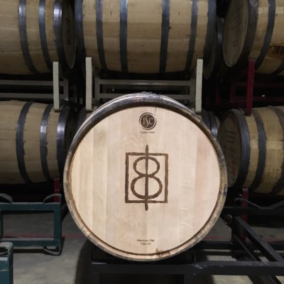 One Eight Distilling - One Eight logo on barrel