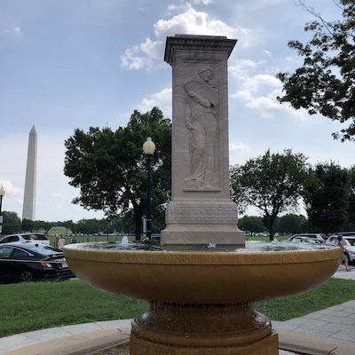 Butt-Millet Memorial Fountain - Fine Arts Scultpure with Washington Monument in the background